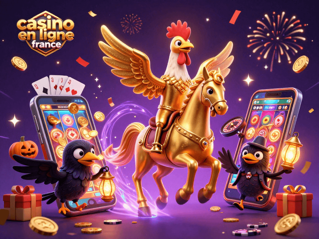 Jouez au casino en ligne France avec des personnages amusants et des éléments de jeu colorés.