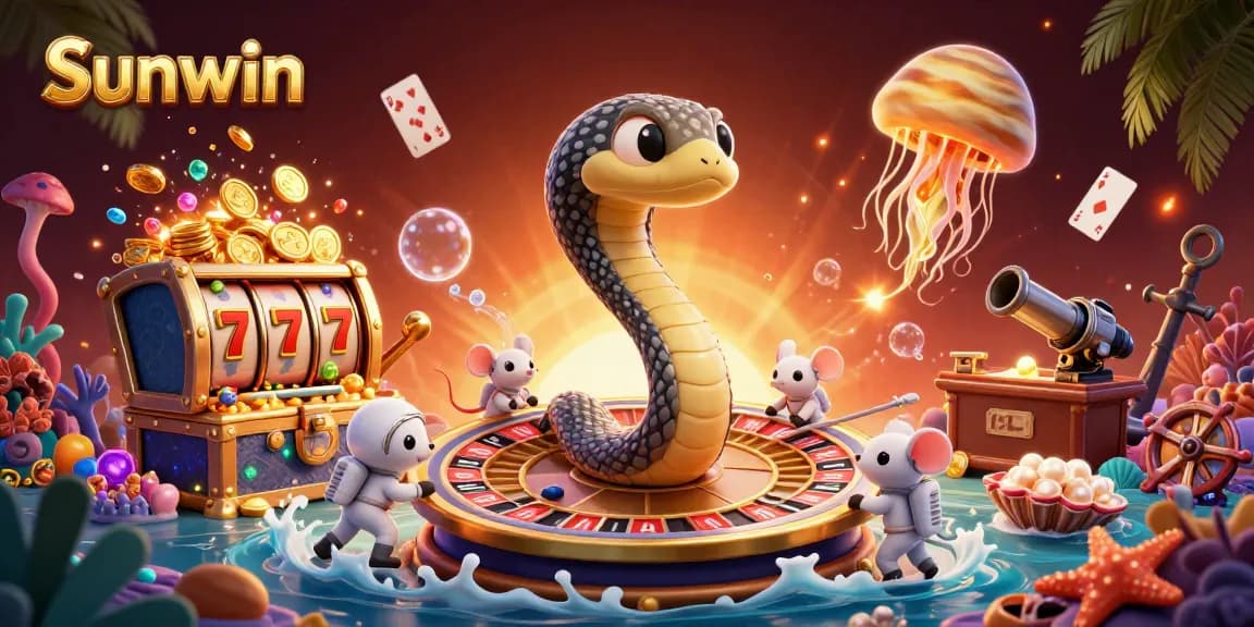 Experience thrilling gameplay at Sunwin with a vibrant casino scene featuring animated characters and dynamic elements.
