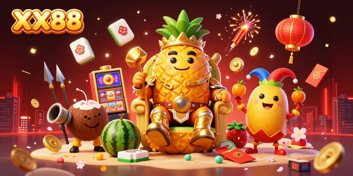 Engage with XX88's thrilling casino games and vibrant atmosphere in this dynamic, colorful 3D illustration.