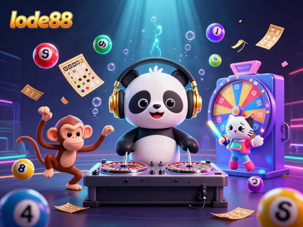 Engage in exciting gameplay at lode88 with vibrant casino characters and dynamic lottery elements.