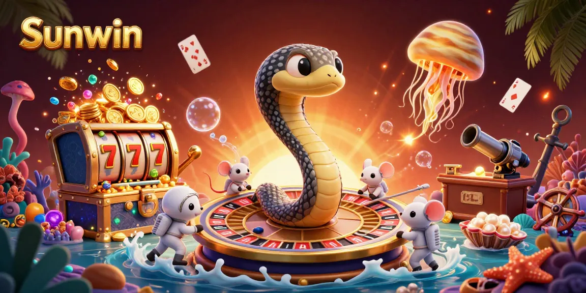 Experience thrilling gameplay at Sunwin with a vibrant casino scene featuring animated characters and dynamic elements.