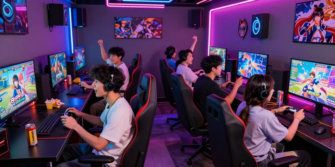 Players immersed in ecchi games in a vibrant gaming lounge environment.