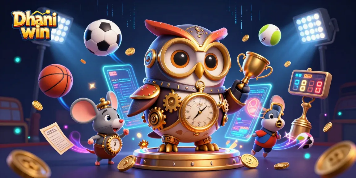 Dhani win showcases thrilling gaming with animated characters in a vibrant casino scene.