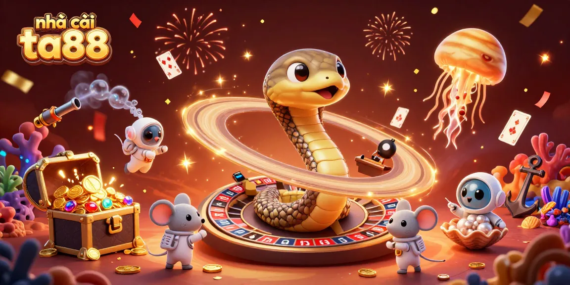 Experience exciting bets with nhà cái ta88 in a cosmic casino scene featuring vibrant gaming elements.