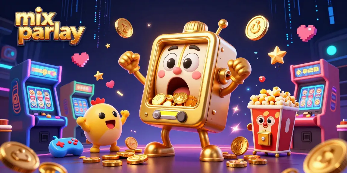 Engage in the mix parlay action with vibrant animated slot machines and colorful gaming elements.